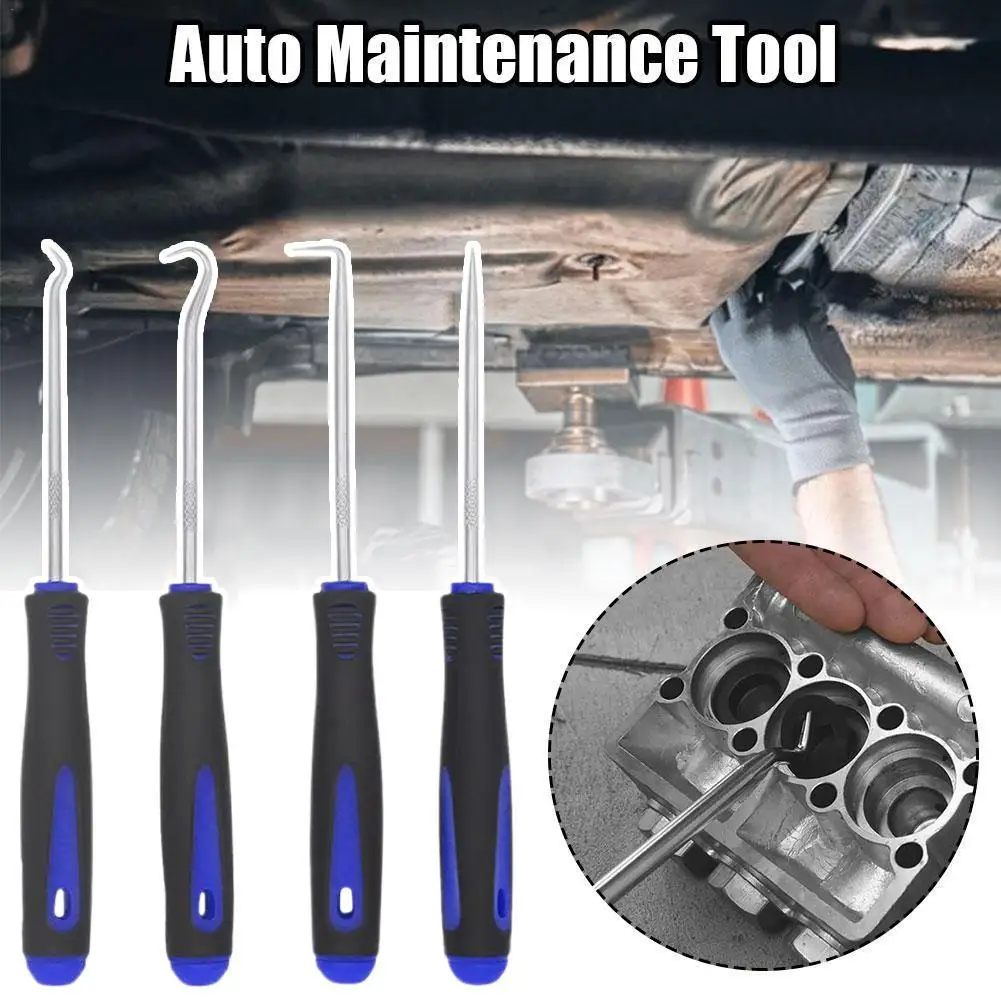 4Pcs Car Long Pick & Hook Set Gasket Puller Pick Tools For Removing Auto Oil Seal O Seal Tool Oil Sealers Screwdrivers Kit