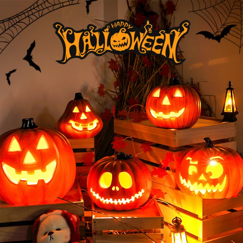 Halloween Glowing Pumpkin Decor LED Triple Layer Light Up Pumpkin Decor Battery Powered Festival Theme Home Party Decorations