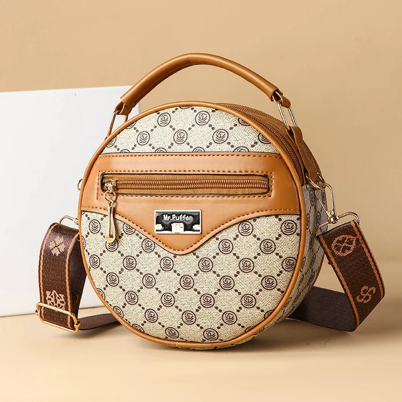 2024 Fashion PU Leather Women Round Handbags Famous Brand Designer Female Shoulder Circle Bag Cross Body Purses And Handbag