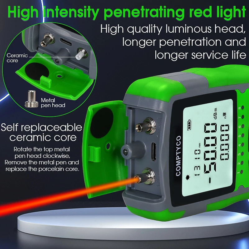 

COMPTYCO AUA-MC50 Rechargeable Optical Power Meter Visual Fault Locator All-in-one OPM and VFL FTTH Fiber Optic Cable Tester