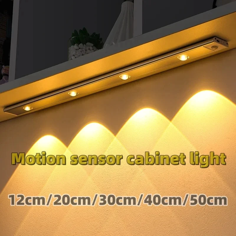 LED Wireless Ultra Thin Night Light USB Motion Sensor LED Wine Cooler Light for Kitchen Cabinet Bedroom Wardrobe Indoor Lighting