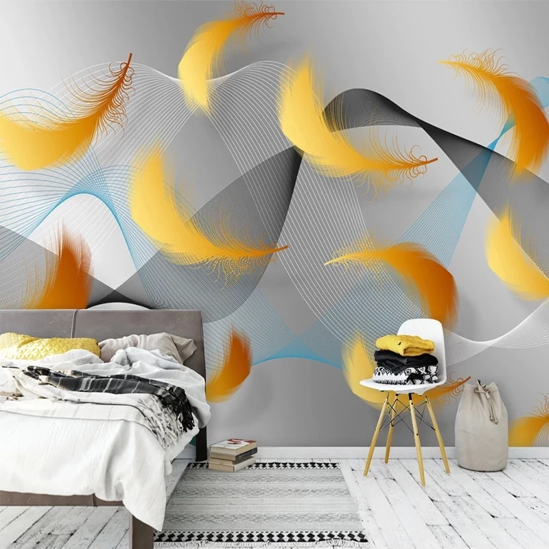 Custom 3D Photo Mural Wallpaper Nordic Modern Abstract Line Feathers Bedroom Living room sofa TV background restaurant Hotel 8d