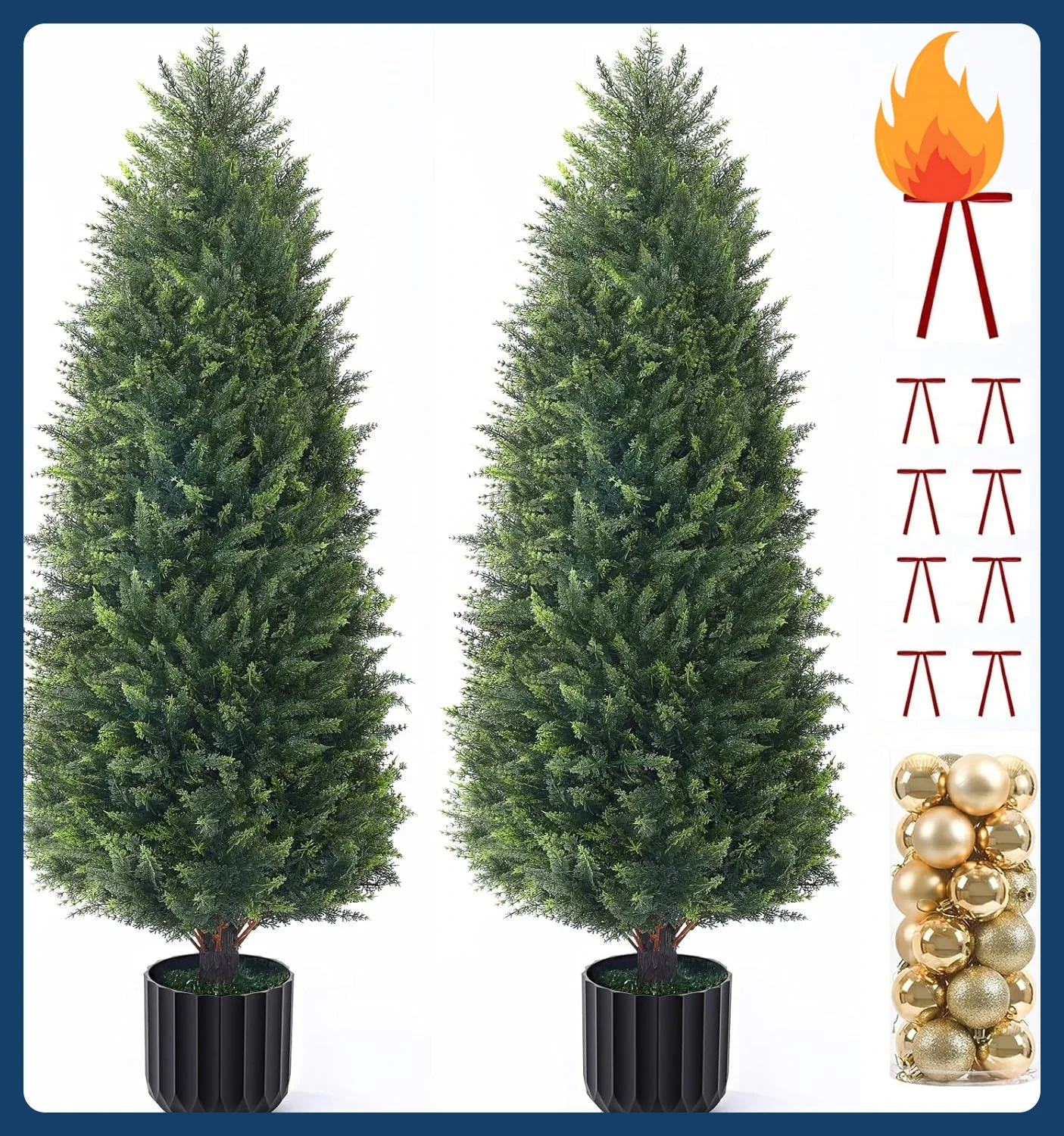 

Новинка! Искусственные кедровые деревья-топиарии 4 фута, набор из 2 штук, с очень густой листвой, устойчивые к УФ-излучению, для крыльца и Рождества