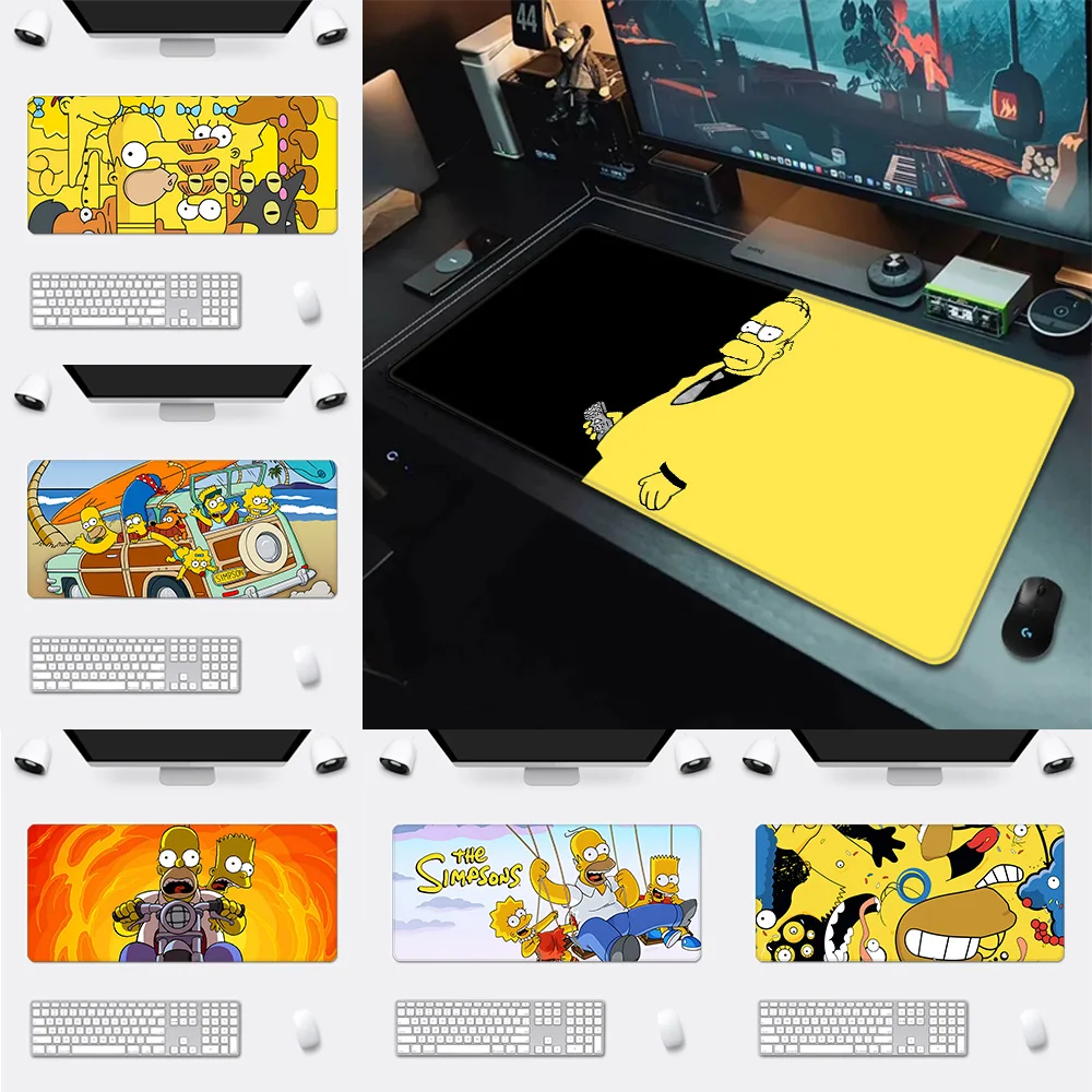 Cartoon S-Simpsons Mousepad HD Printing Computer Gamers Locking Edge Non-slip Mouse Pad XXL90x40cm Keyboard PC Desk Pad