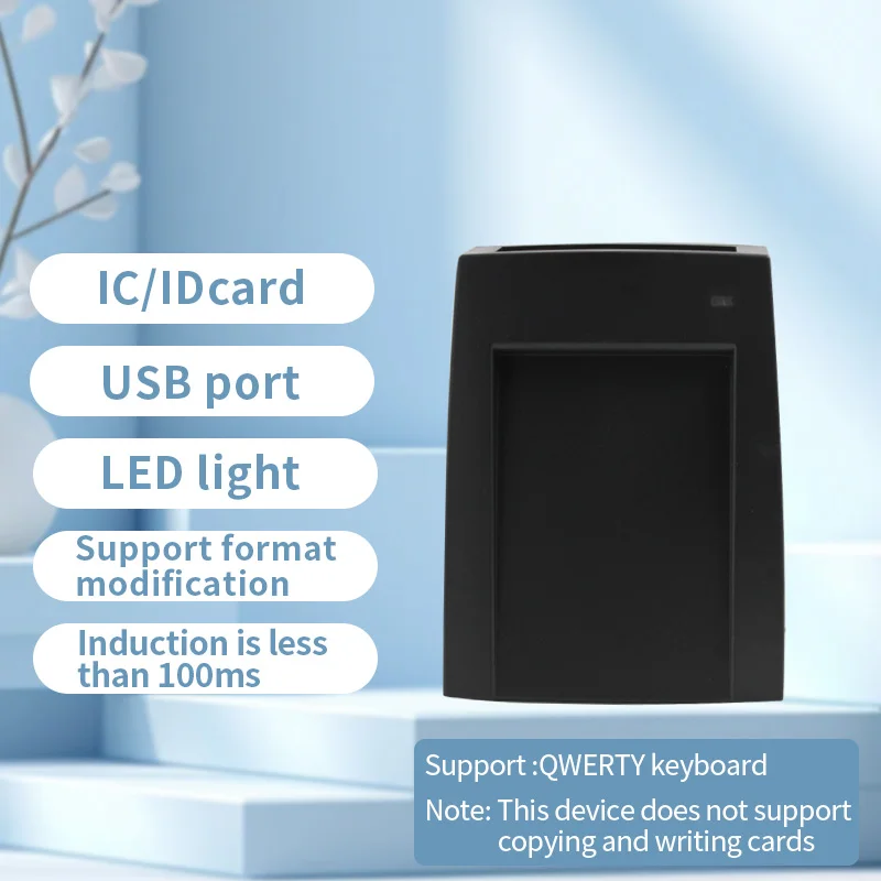 Lector de tarjetas de identificación inteligente con sensor de proximidad de escritorio USB sin contacto RFID de reconocimiento alto 125KHZ