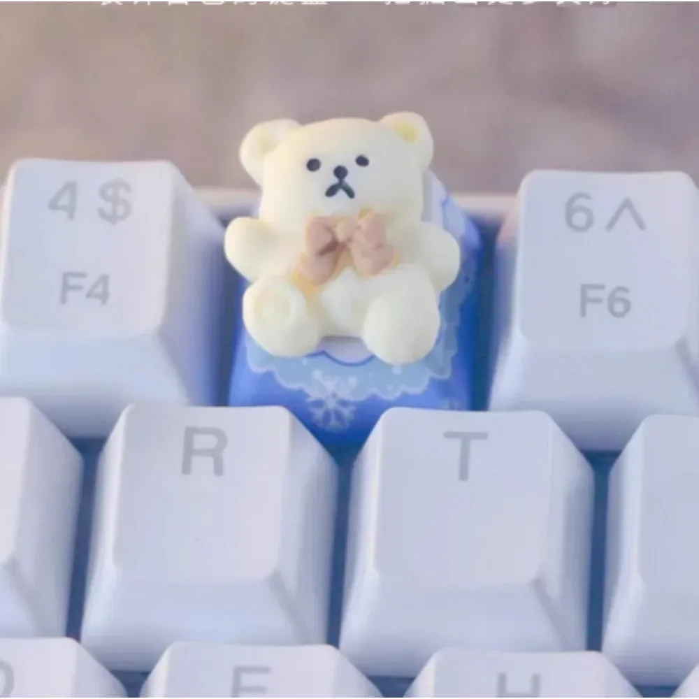 Cute Individual  Animal DIY Key Cap Mechanical Keyboard Resin Stereoscopic Keycap Bear Cat Sheep Rabbit Animal Gift KeyCap