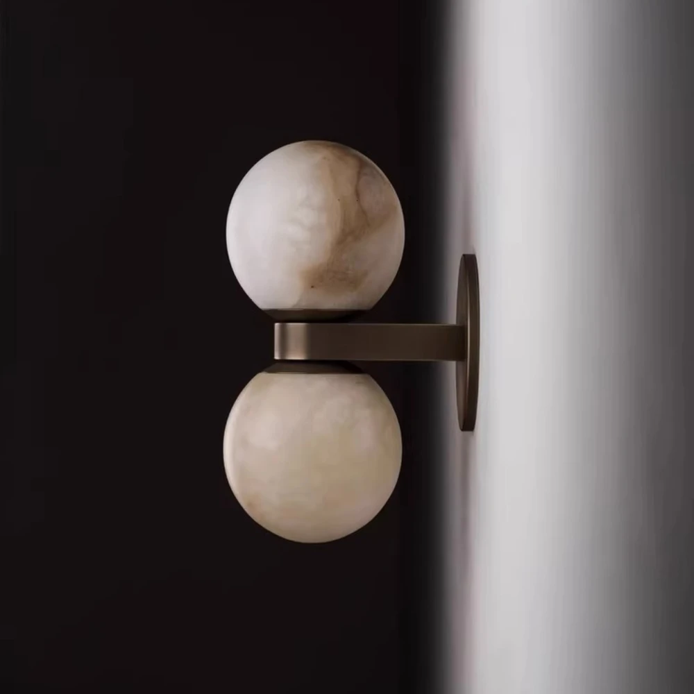 Globe Wall Sconce Lamp Marble Retro Natural Marble Sconces Wall Lights for Bedroom Living Room Stairs Wall Lights for Home