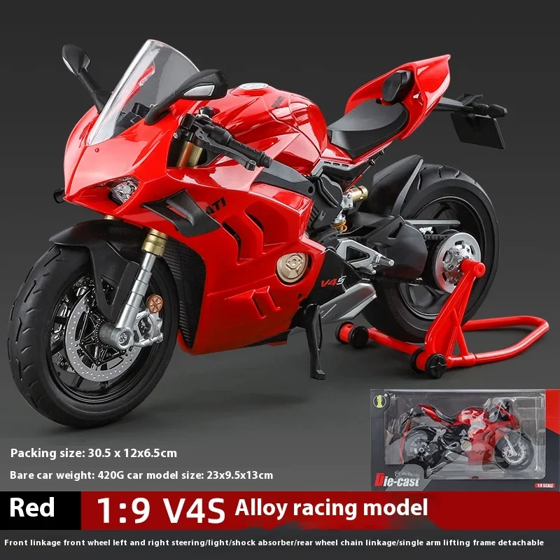 1:9 Ducati Panigale V4S Off Road Autocycle Alloy Die Cast Motorcycle Model Sound & Light Simulation Collection Series Decoration