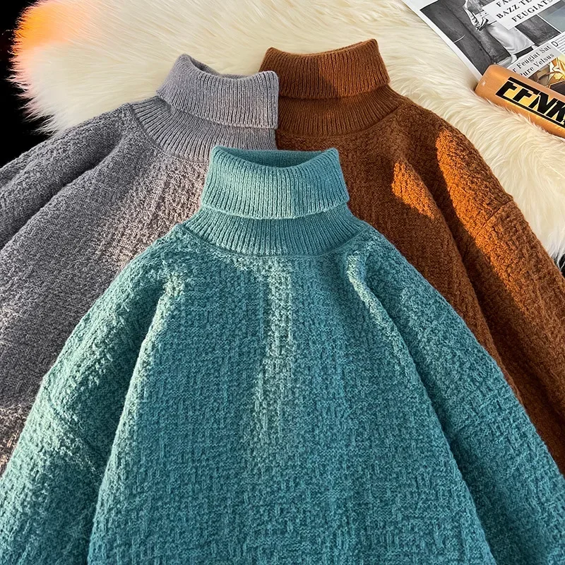 

Youth Autumn and Winter High Neck Pullover Knitted Sweater Comfortable Versatile Casual Breathable High-quality Men's Sweater