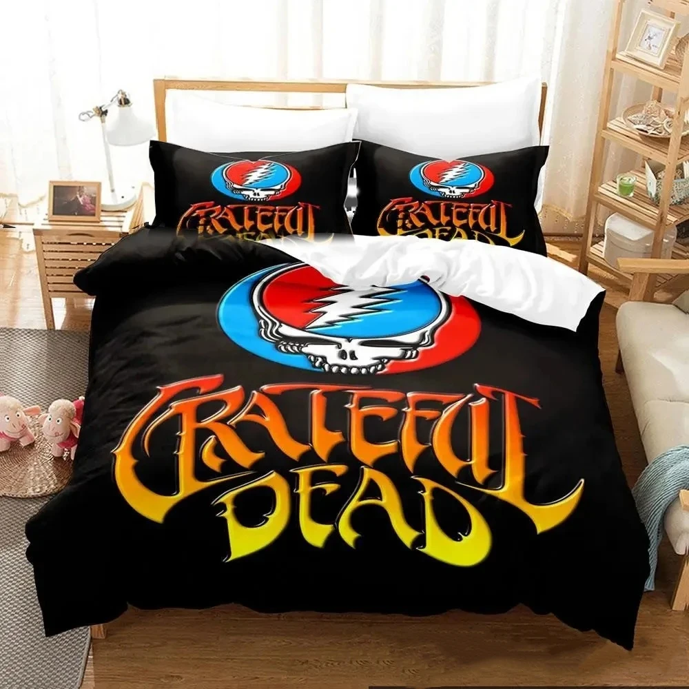 

3D Skull Grateful Dead Bedding Set Boys Girls Twin Queen King Size Duvet Cover Pillowcase Bed boys Adult Home Textileextile