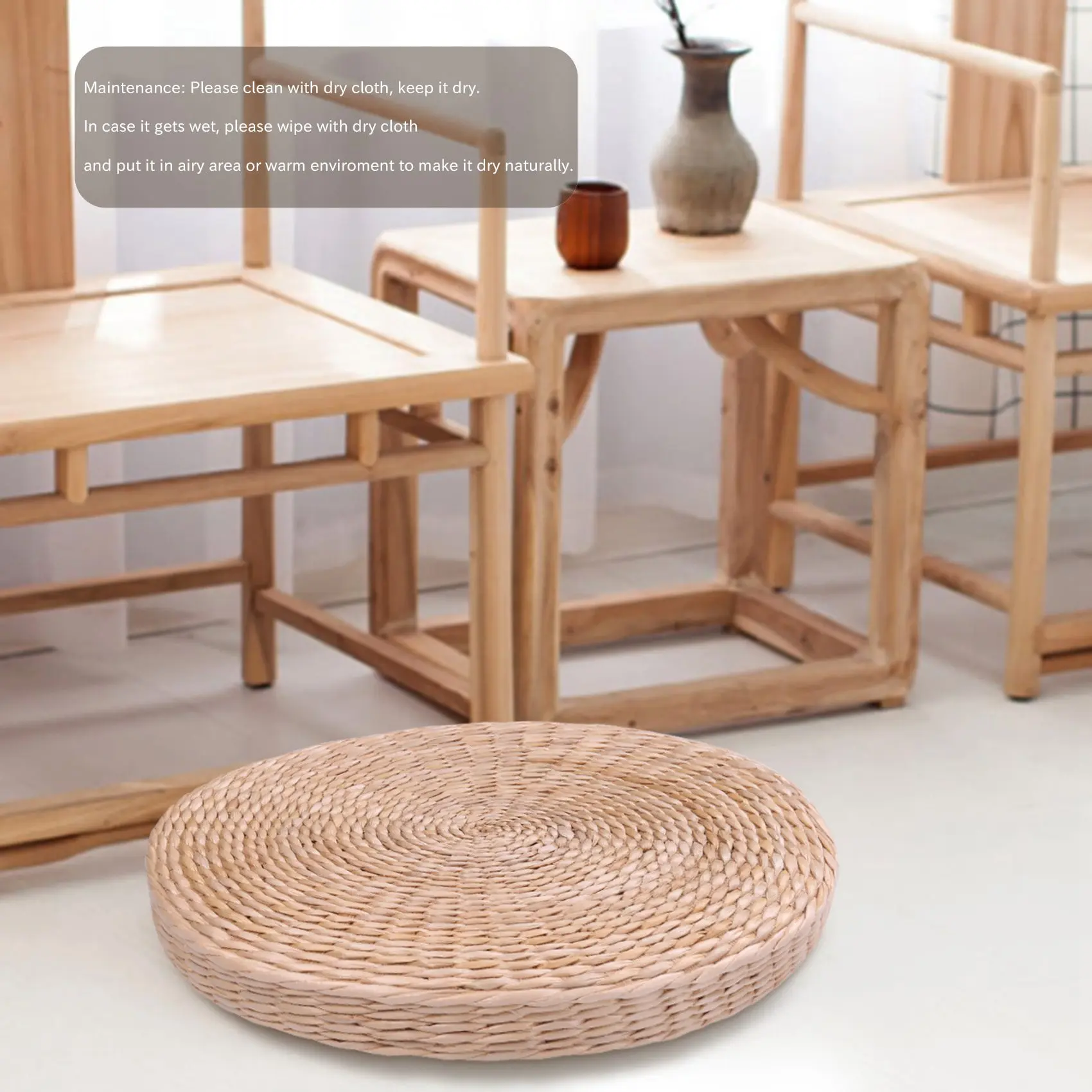 40cm Cushion Round Straw Weave Handmade Pillow Floor Yoga Chair Seat Mat