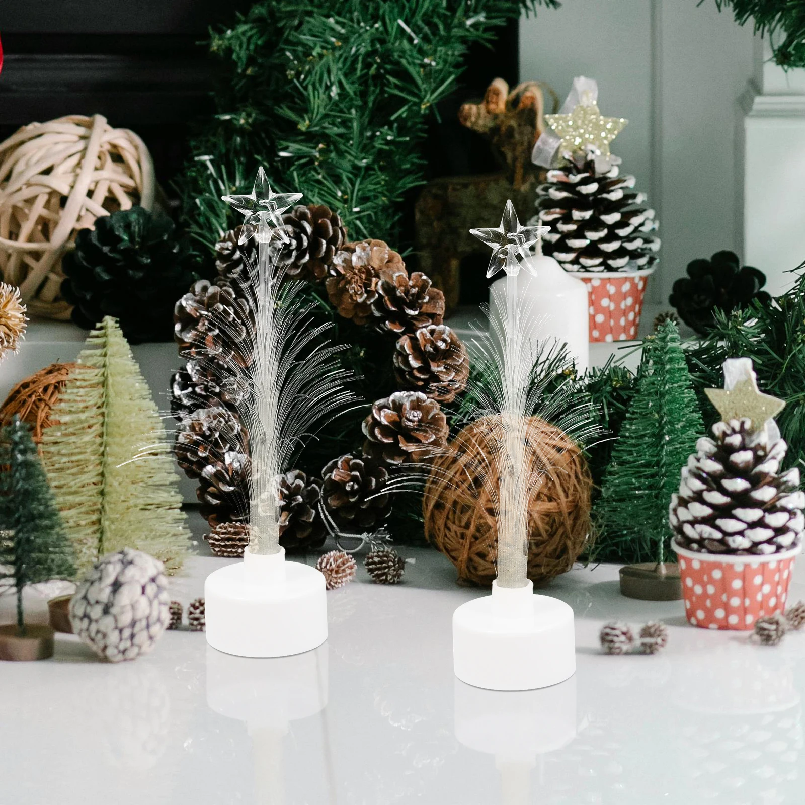 

2Pcs Glowing Christmas Tree Colorful Light Desk Family Gathering Decoration Holiday Party Festive ornaments