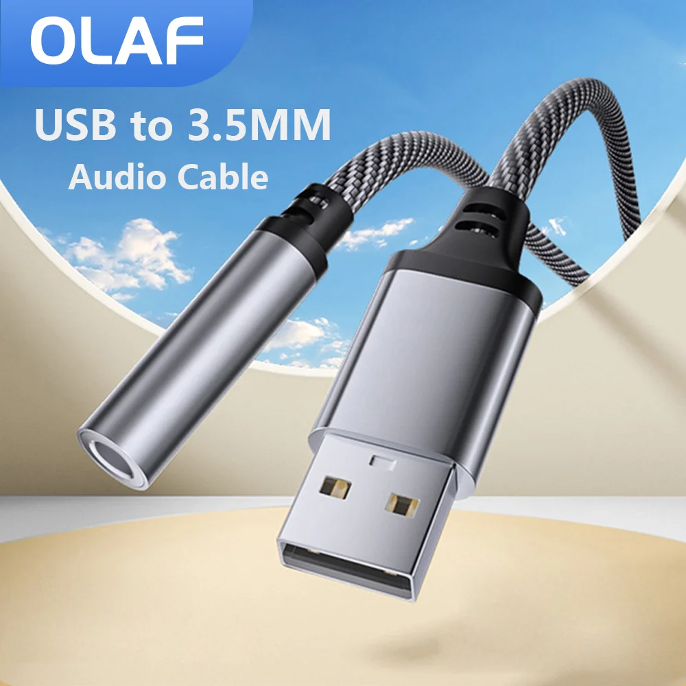 USB to 3.5mm Audio Cable Adapter 3.5Jack Female to USB Male Earphone Aux Converter Mic External Sound Card Adapter For PC Laptop
