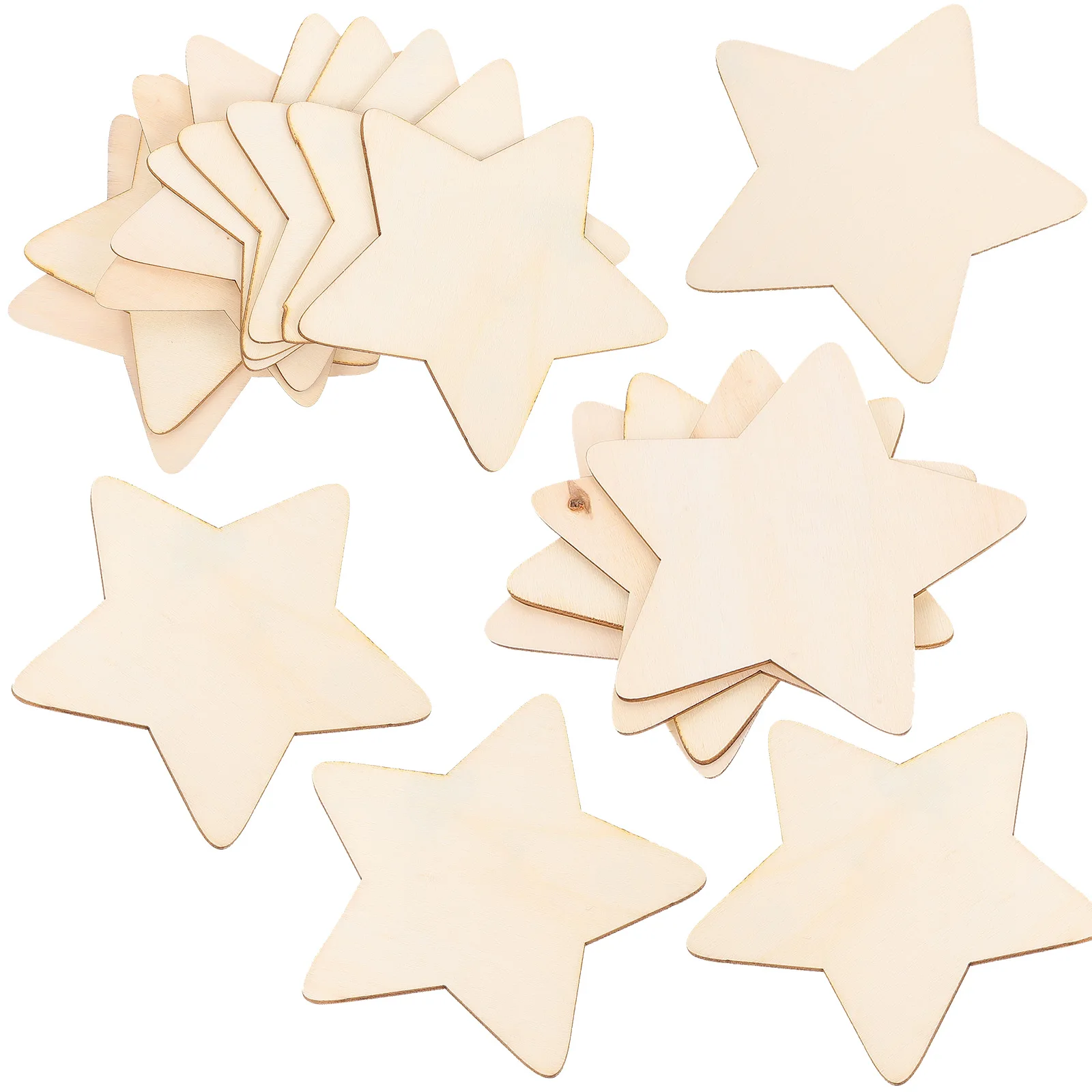 

50pcs Five-Pointed Star Wooden Chips Kids Diy Graffiti Slices Unfinished Craft Accessory Children Painting Decoration Diy