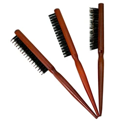 Natural Soft Bristle Hair Fluffy Comb Wood Handle Hair Brush Anti-static Barber Hair Comb Scalp Massage Hairdresser Styling Tool