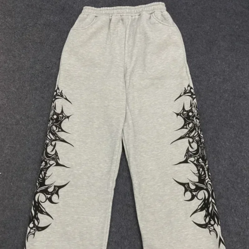Winter Europäischen Amerikanischen High Street Hip-Hop Elastische Bund Muster Gedruckt Brief Stickerei Casual Lange Hosen männer frauen