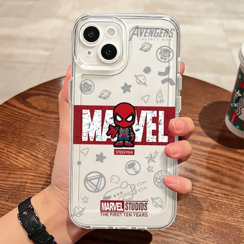 Marvel Spider Man Rocket Silicone Phone Case For iPhone 11 12 13 14 15 Pro Max 7 8 Plus X XR XS MAX Cool Y2k Shockproof Cases