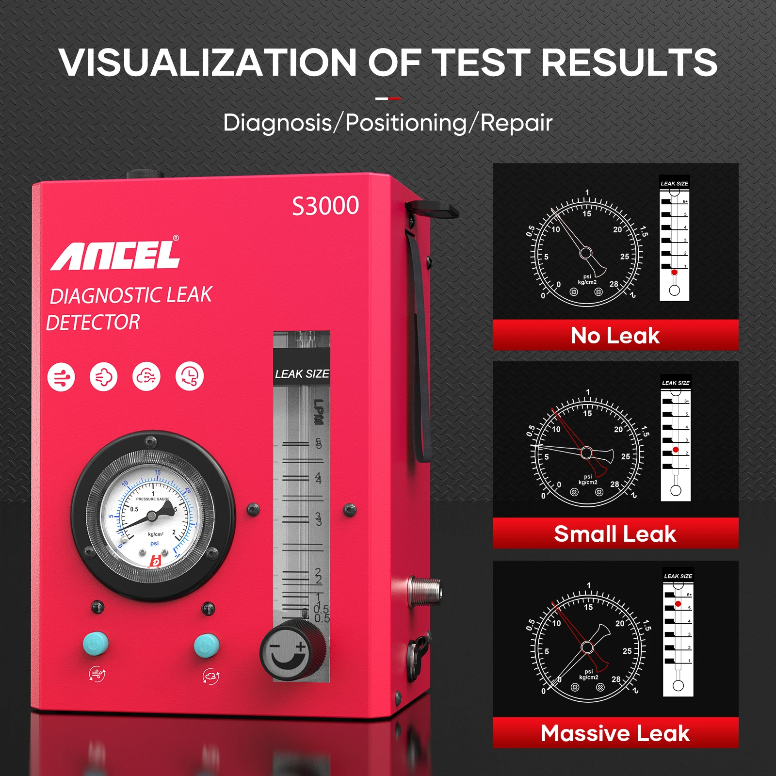 Ancel S3000 Car Smoke Leak Detector Automotive EVAP Leakage Gas Leakage Locator Oil Pipe Generator Diagnostic Tool
