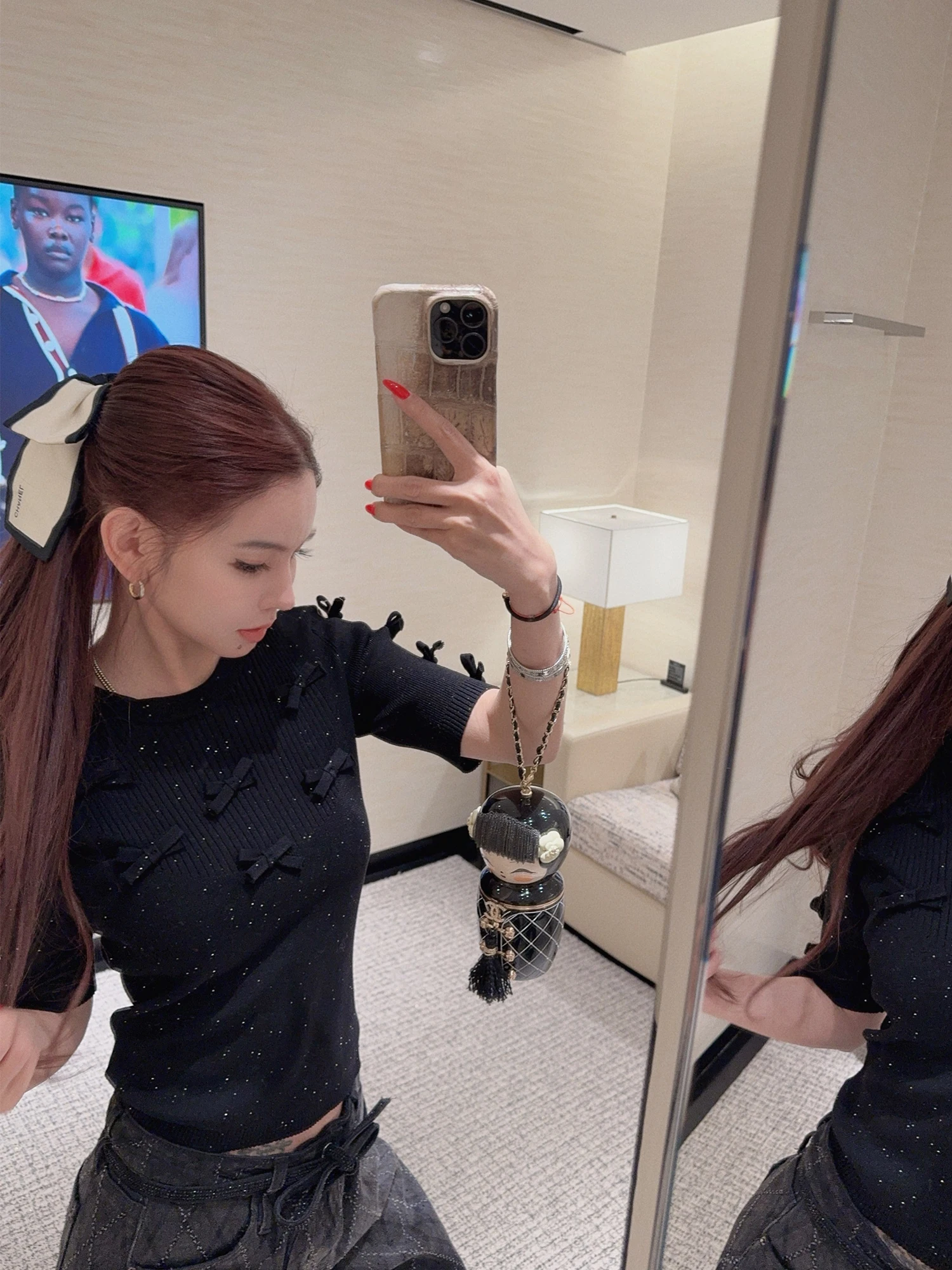 

Вязаный свитер с пайетками и узлами, женский, приталенный, осенне-зимний, модный, премиум-класса