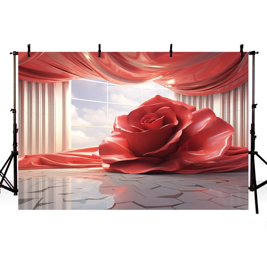 Mehofond Abstract Texture Flower Photography Backdrop Red Floral Pregnant Portrait Window Decor Blue Sky White Cloud Background