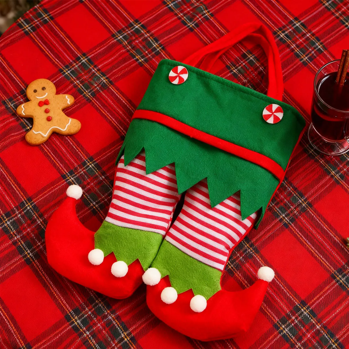 1pc-Weihnachten Dekoration Elf Süßigkeiten Taschen Samt Handtasche Santa Claus Hosen Geschenk Stiefel Festival Decor Weihnachten Baum Hängen anhänger