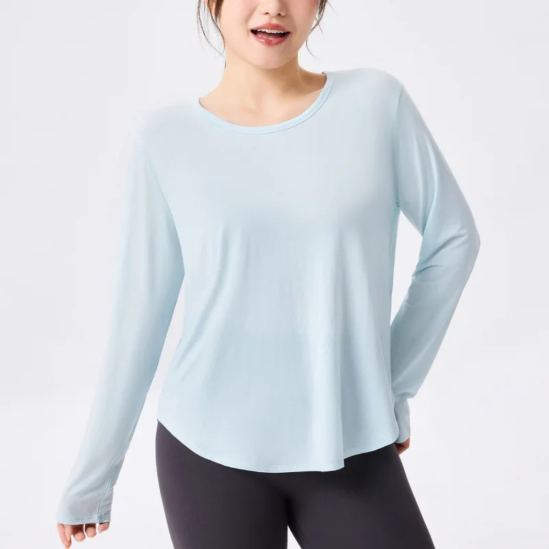 

Large Size Yoga Clothes Long Sleeves Back Mesh Sports Top Breathable Quick Drying Clothes Waist Thin Blouse T-shirt