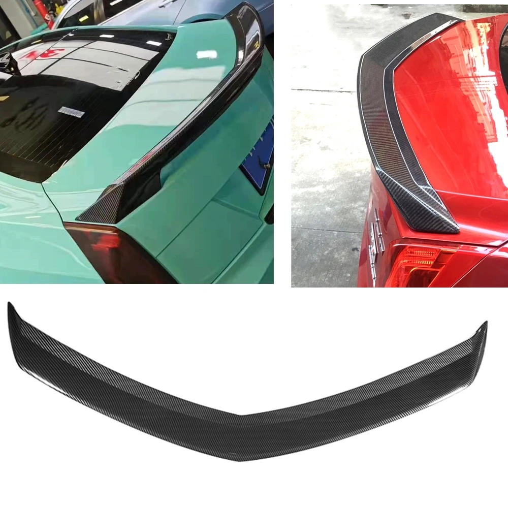 

Car Rear Trunk Spoiler Wing Splitter Decklid Trim Tailgate Lid Flap Lip Carbon Fiber V Style For Cadillac ATS Sedan 2014-2019