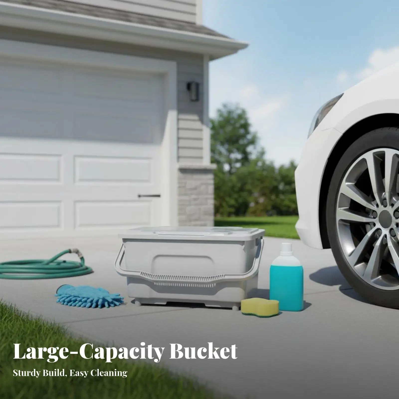 Professional Car Wash Bucket 22L Heavy Duty PP Utility Pail with Integrated Tool Storage for Window and Floor Cleaning