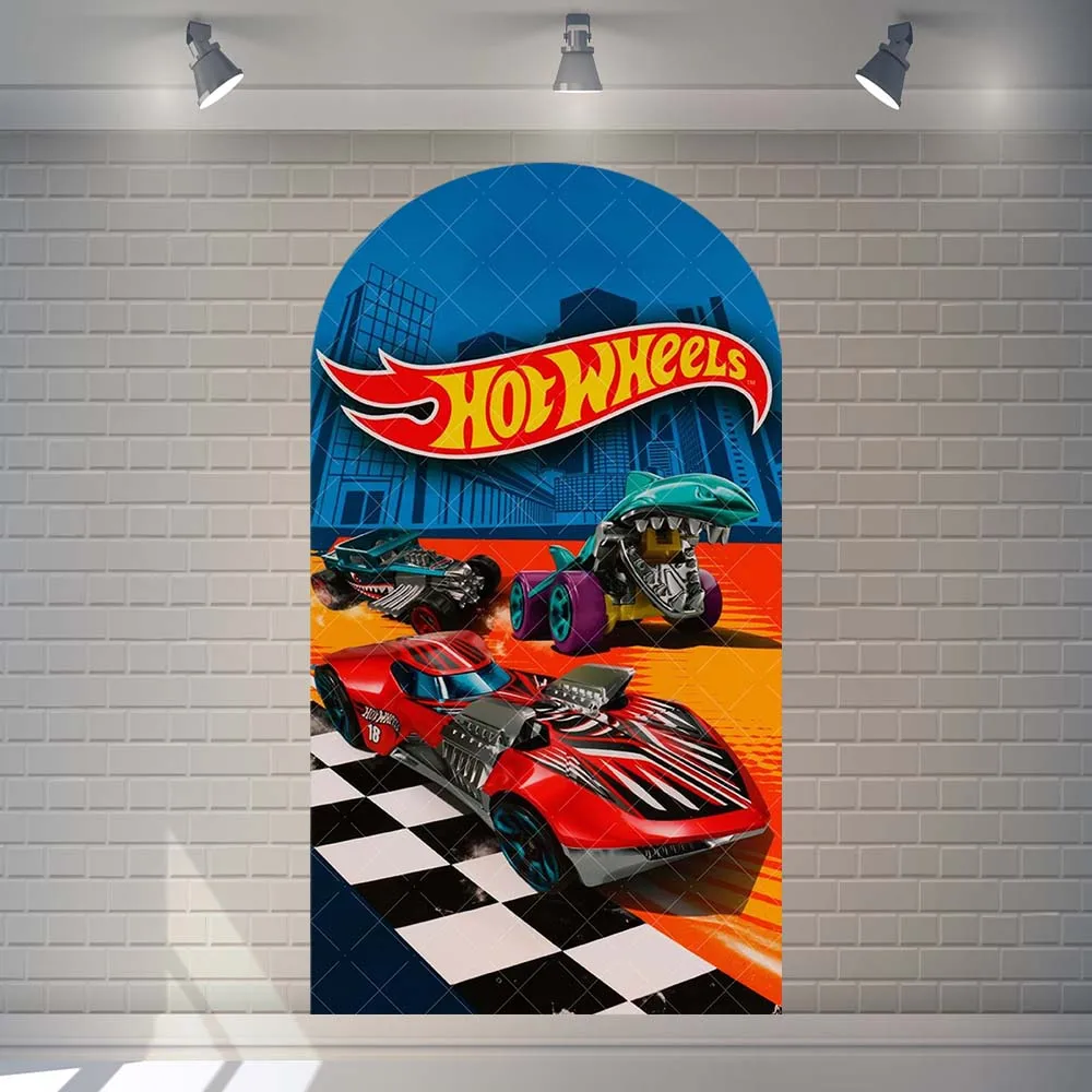Thrilling Racing Arena Fire Wheels Kid Cool Boy Birthday Gifts Party Arch Backdrop Custom Kid Room Photo Poster Decor Background