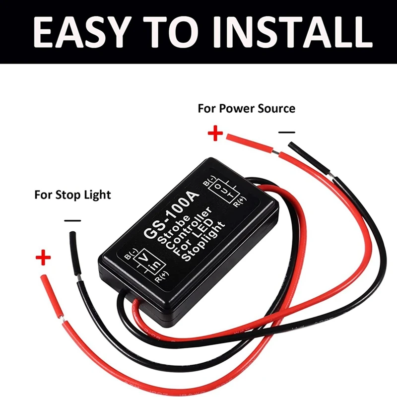 4Piece GS-100A Brake Light Flasher Module DC 12-24V 24W High Brake Controller Tail Lamp Safety Prompt Controller