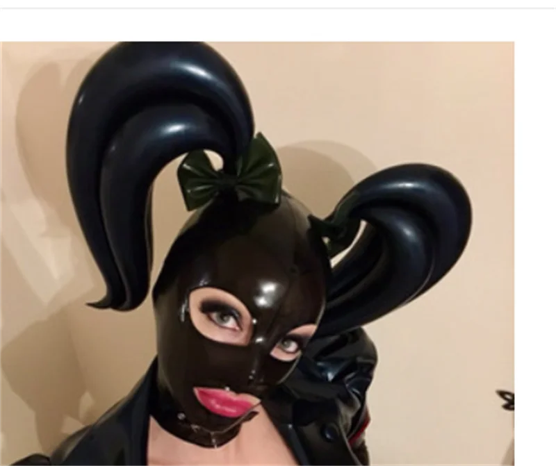 Latex Hood inflatable Hood halloween mask for Catsuit Club Wear Costume