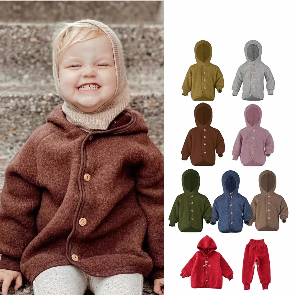 Baby Mädchen Winterkleid ung Engel brandneue Winter Neugeborenen Stram pler Merinowolle warme Kinder jacke Kapuze süße Tops Kleinkind Jungen Mäntel