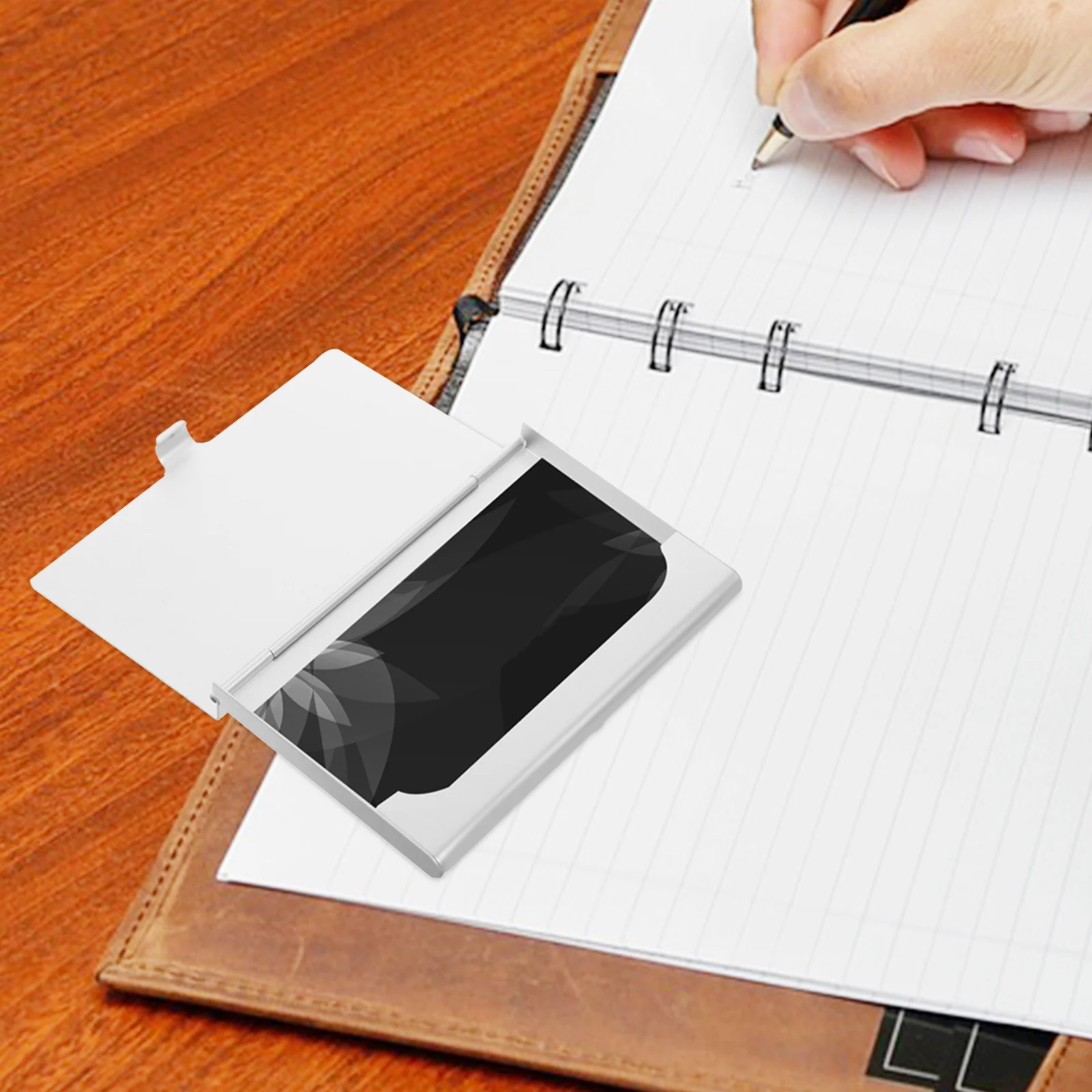 صندوق بطاقات عمل أنيق من حجر الراين متعدد الوظائف لتخزين البطاقات وحامل منظم بطاقات للاستخدام الاحترافي #5