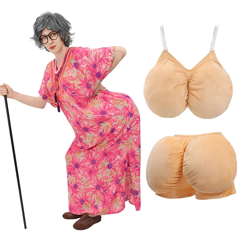 DAZCOS поддельные груди поддельные аксессуары для костюмов для старой леди бабушки косплей Хэллоуин забавный костюм аксессуары Рождественский реквизит