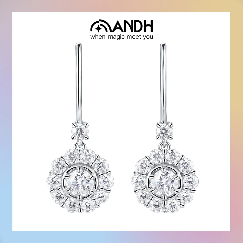 

ANDH VVS1 Moissanite Diamonds Pendant Earrings for Women Elegant Bridal Fish Hook Earrings Wedding Engagement Banquet Jewelry