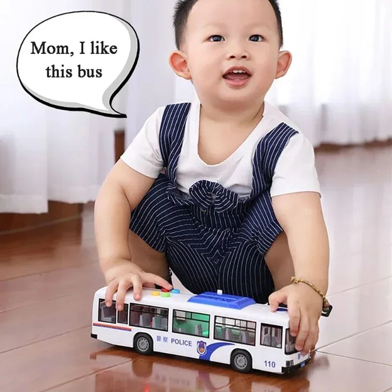 High Quality Simulation Bus Large Size Drop-resistant Light Music Inertia Bus Model Pull Back Car Educational Toys Gifts