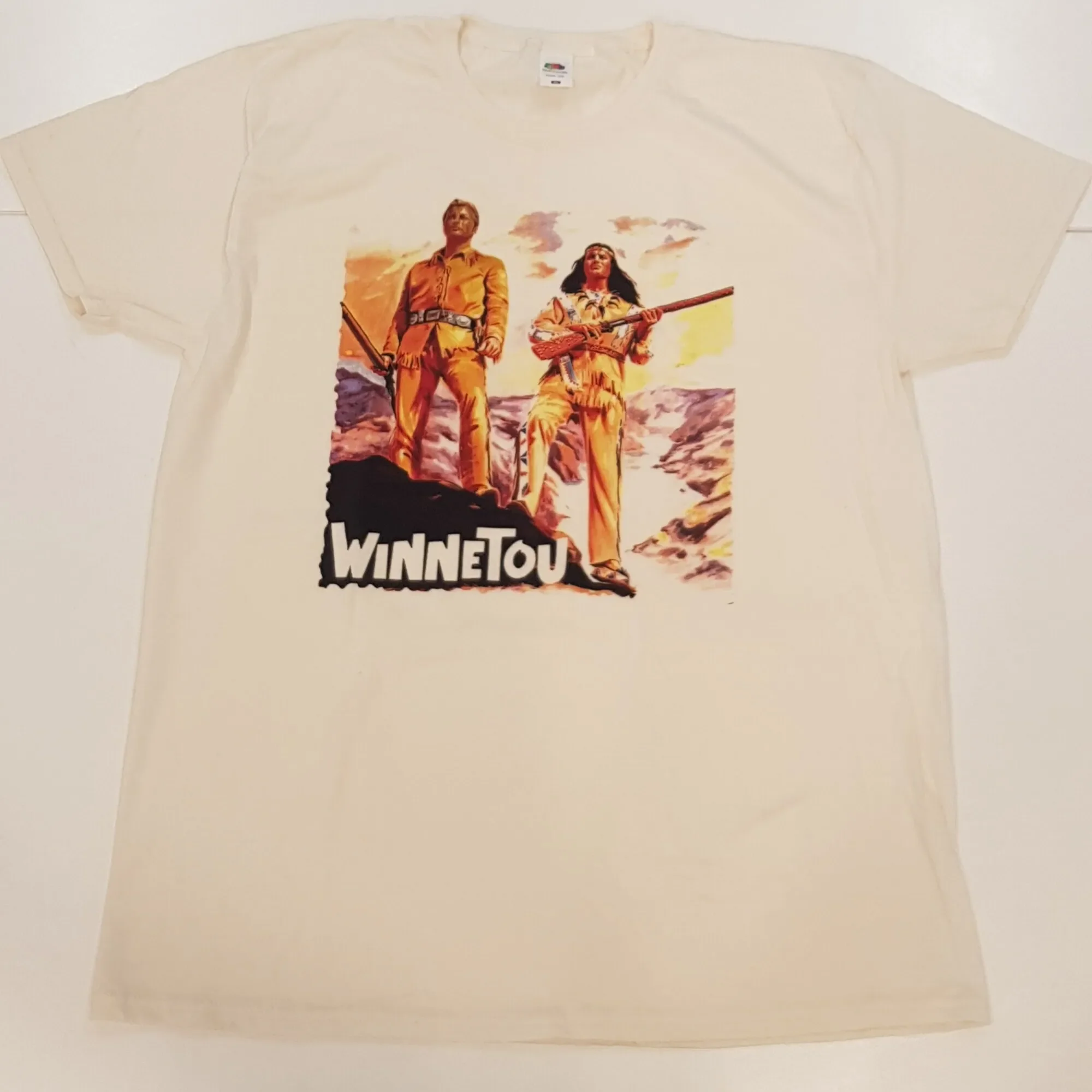 Verkauf Winnetou Filmplakat Vintage natürliche Farbe Männer T-Shirt Größe xl i8