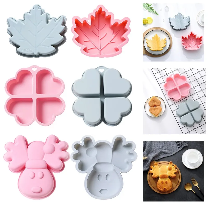 

3D кленовый лист, мусс, торт, десертная форма, лист кролика, оленя, шоколадная рождественская силиконовая форма, форма для выпечки кондитерских изделий во французском стиле
