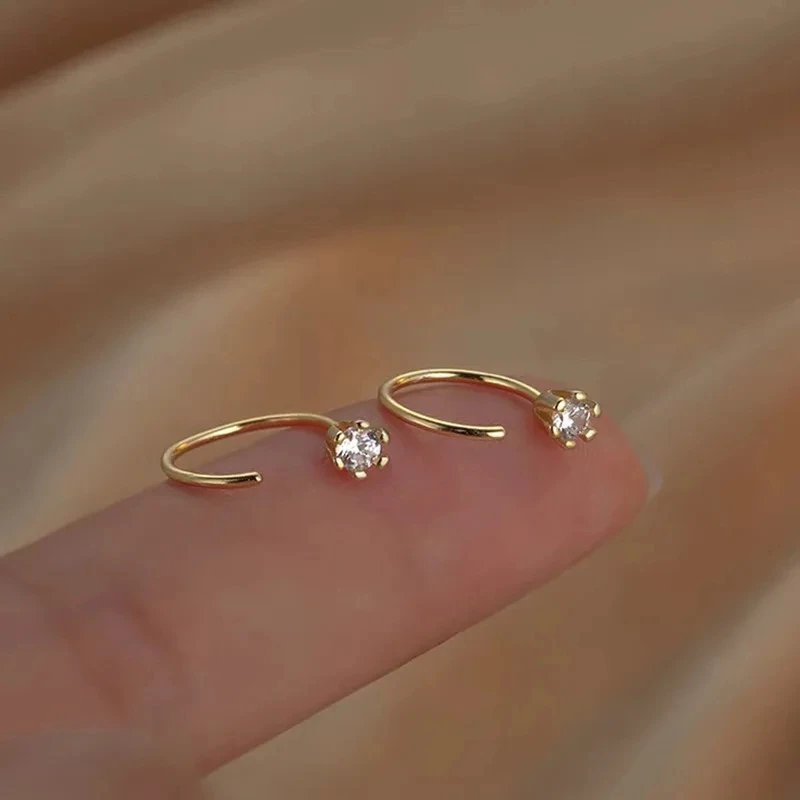 Simple Fashion Zircon Star Moon Mini Earrings