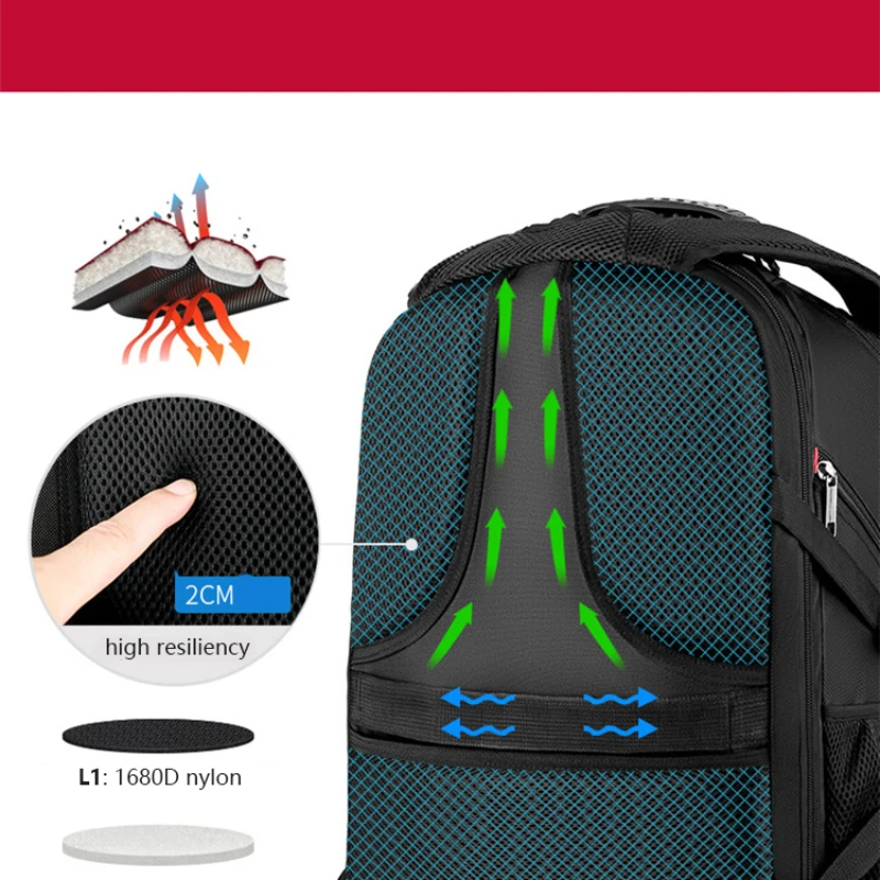 Swiss-mochila multifuncional duradera para ordenador portátil, bolsa de viaje grande, bolsa para libros universitarios, puerto de carga USB,