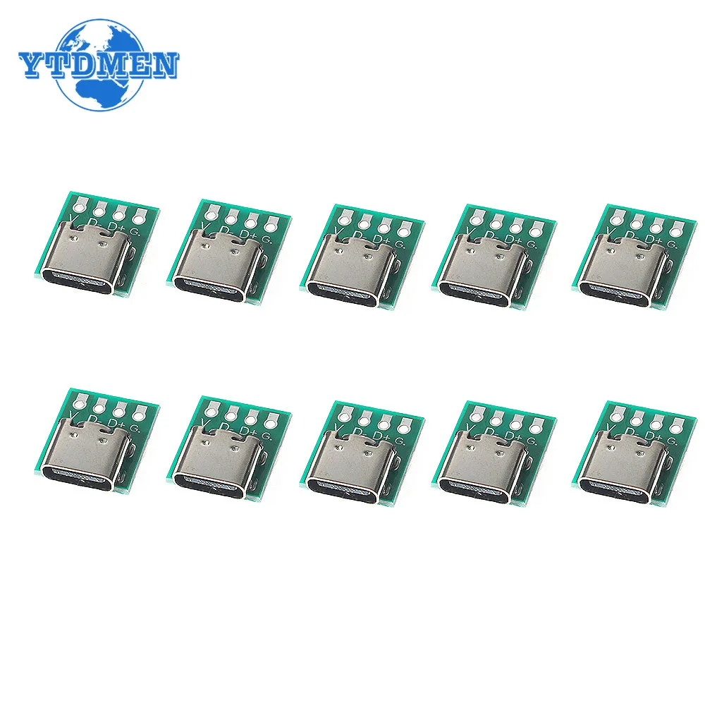 10pcs/lot TYPE-C DIY USB PCB Board Double-sided USB3.1 16P PCB DIY Electronic Test Board