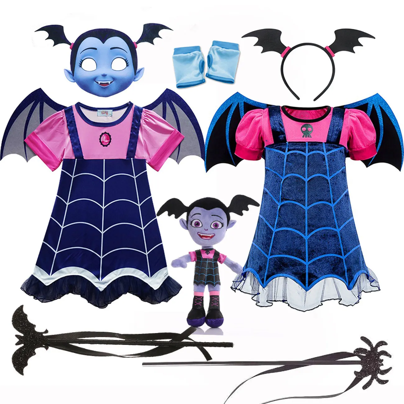 

Disney Halloween Carnival Disguise Clothing Vampirina Cosplay Dress With Wings Princess Dress With Wings Gloves Costume Suit