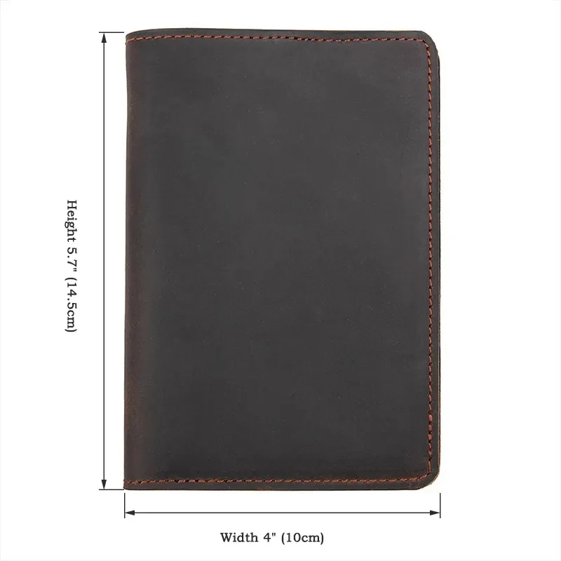 Crazy Horse Leather Passport Holder 100% Genuine Leather Brown Passport Cover With Bank Card Slot Retro Style Unisex Accessories