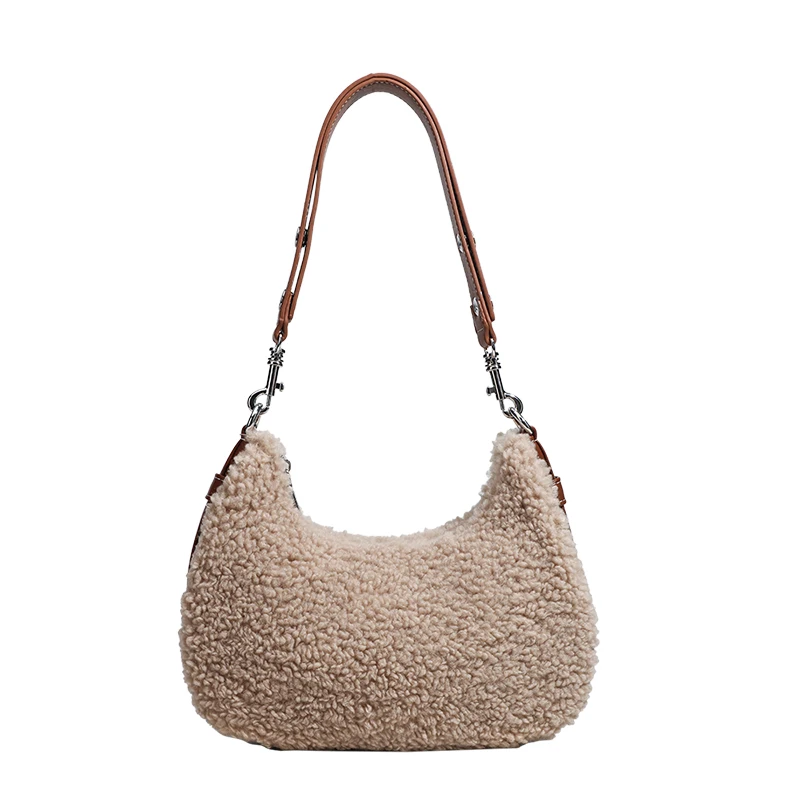 

Fashion Casual Tote Bags For Women Luxury Designer Handbag Purse 2024 New In Faux Fur Beading Top Handle Small Underarm Shoulder