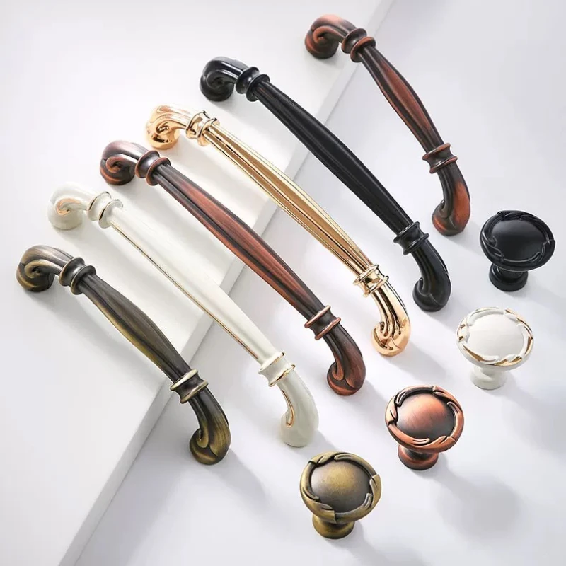 Antique Zinc Alloy Drawer Knob Ivory White Classic Single Hole Black Red Bronze Coffee Cabinet Door Handle for Home Decor