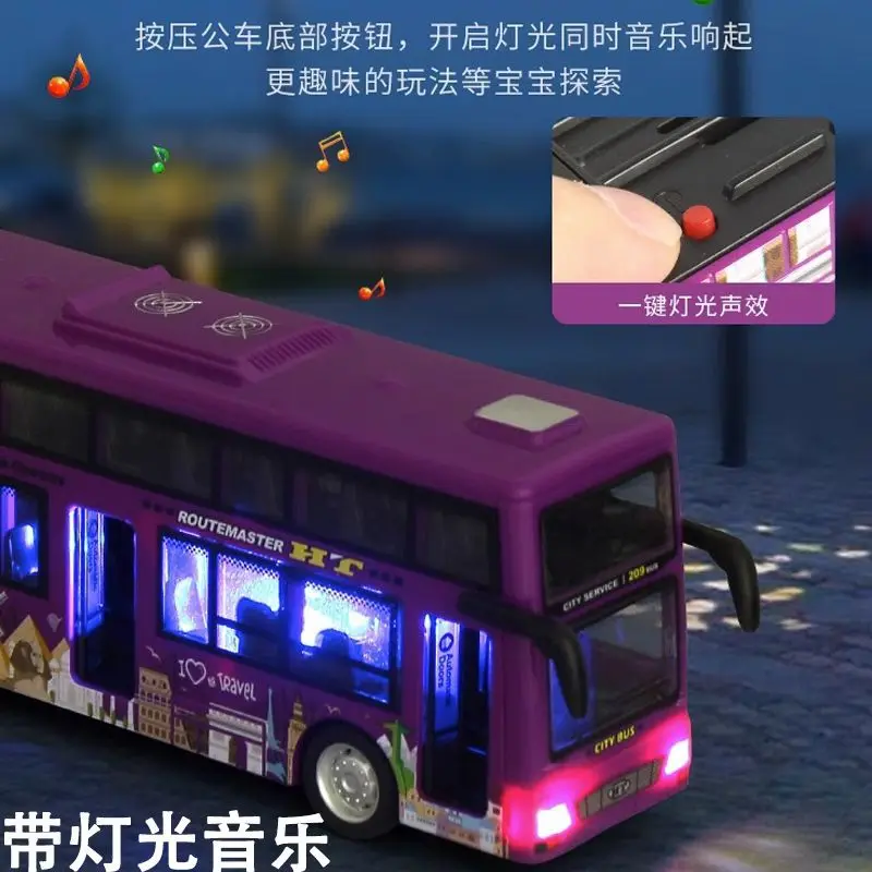Autobus a due piani City Tour Car Modello di autobus sonoro e luminoso Simulare giocattoli Regali per bambini Autobus convertibile B190