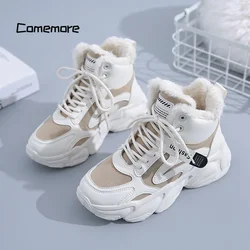 Comemore scarpe sportive Casual per donna Sneakers Ladies Platform Lace-up Vulcanize Shoe 2024 stivaletti caldi in pelliccia invernale femminile