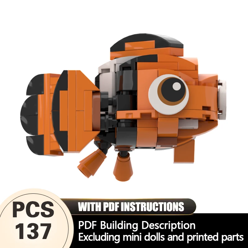 

Creators Animal Series Model MOC Building Bricks Cute Clownfish Modular Technology Gifts Holiday Assemble Children Toys Suit