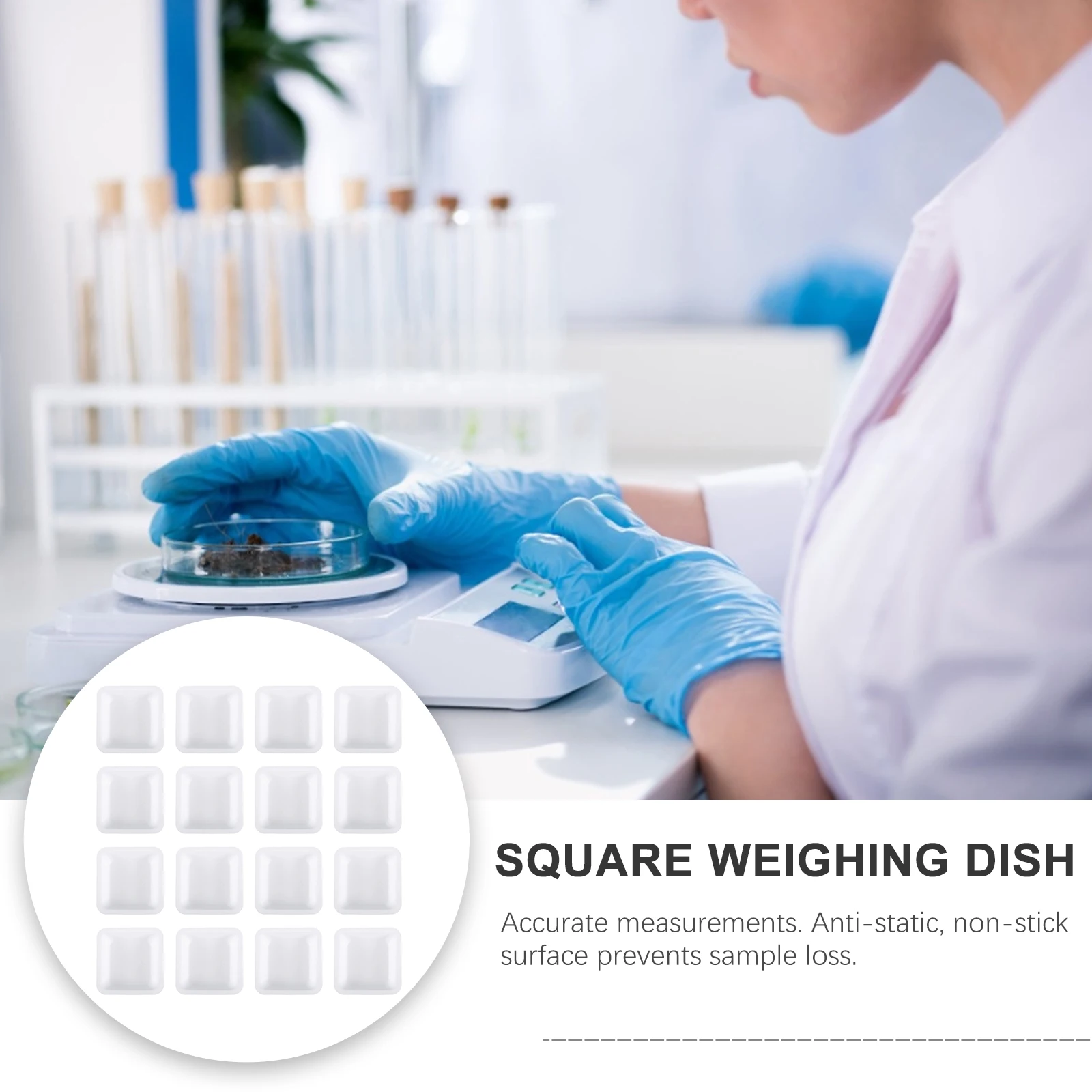 

50pcs Weighing Dish Measuring Tray Chemistry Boats Lightweight AntiStatic NonStick Plastic Dishes Easy Stacking Flexible