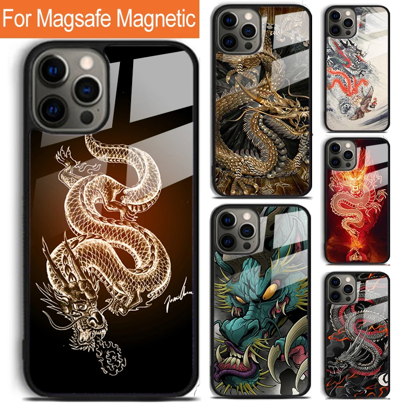 Legendary Chinese Dragon Phone Case For iPhone 16 15 14 13 12 11 Pro Max Plus Magsafe Magnetic Wireless Charging Cover